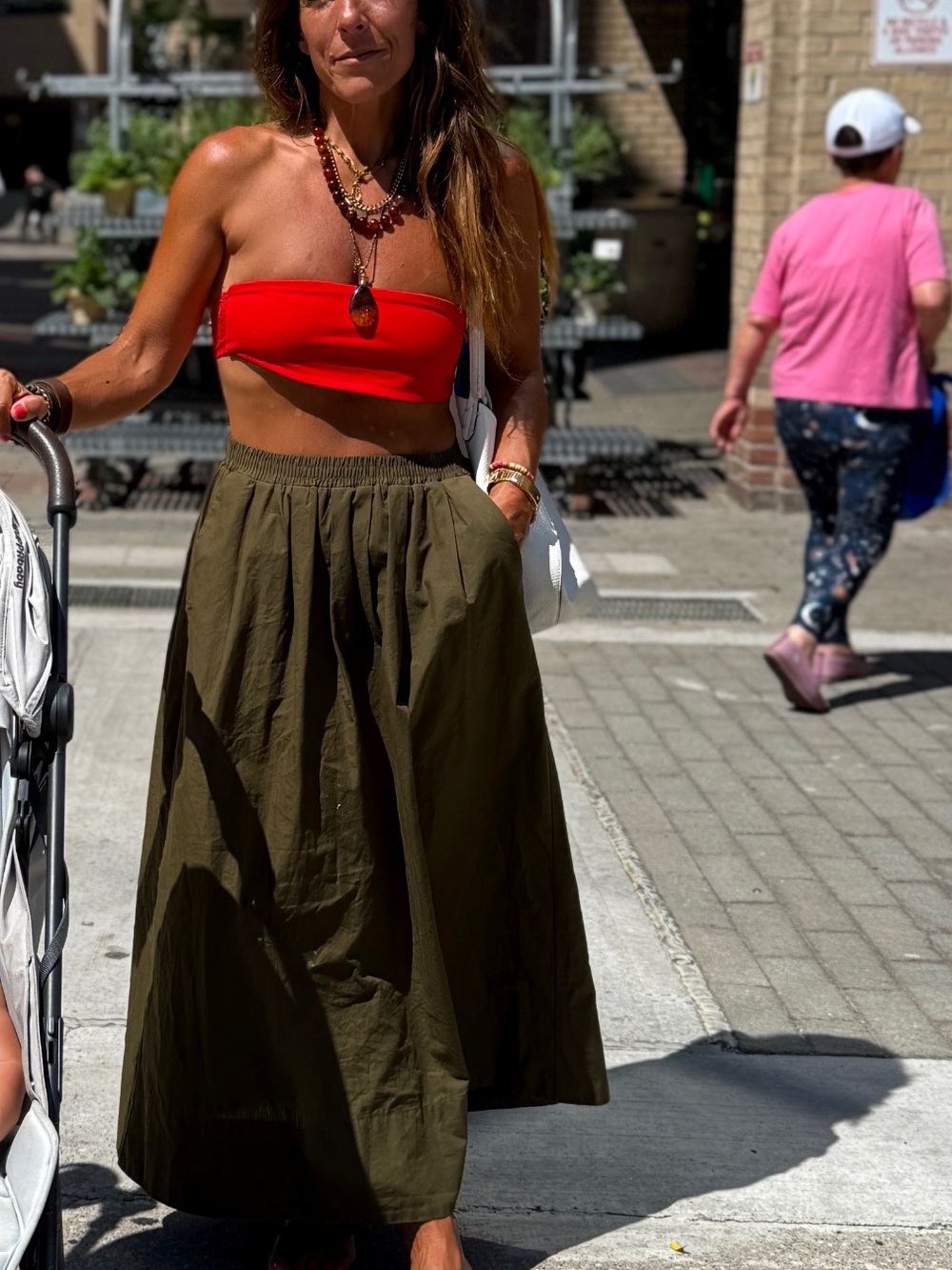 Top Secret Olive Maxi Skirt with Elastic Waist